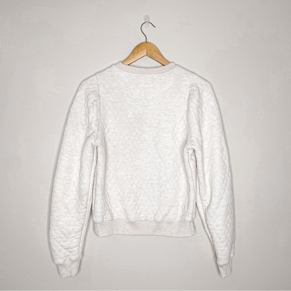 Marine Layer | Cream Corbet Quilted Puff Sleeve Crewneck Sweater Women’s Size XS - Picture 4 of 11